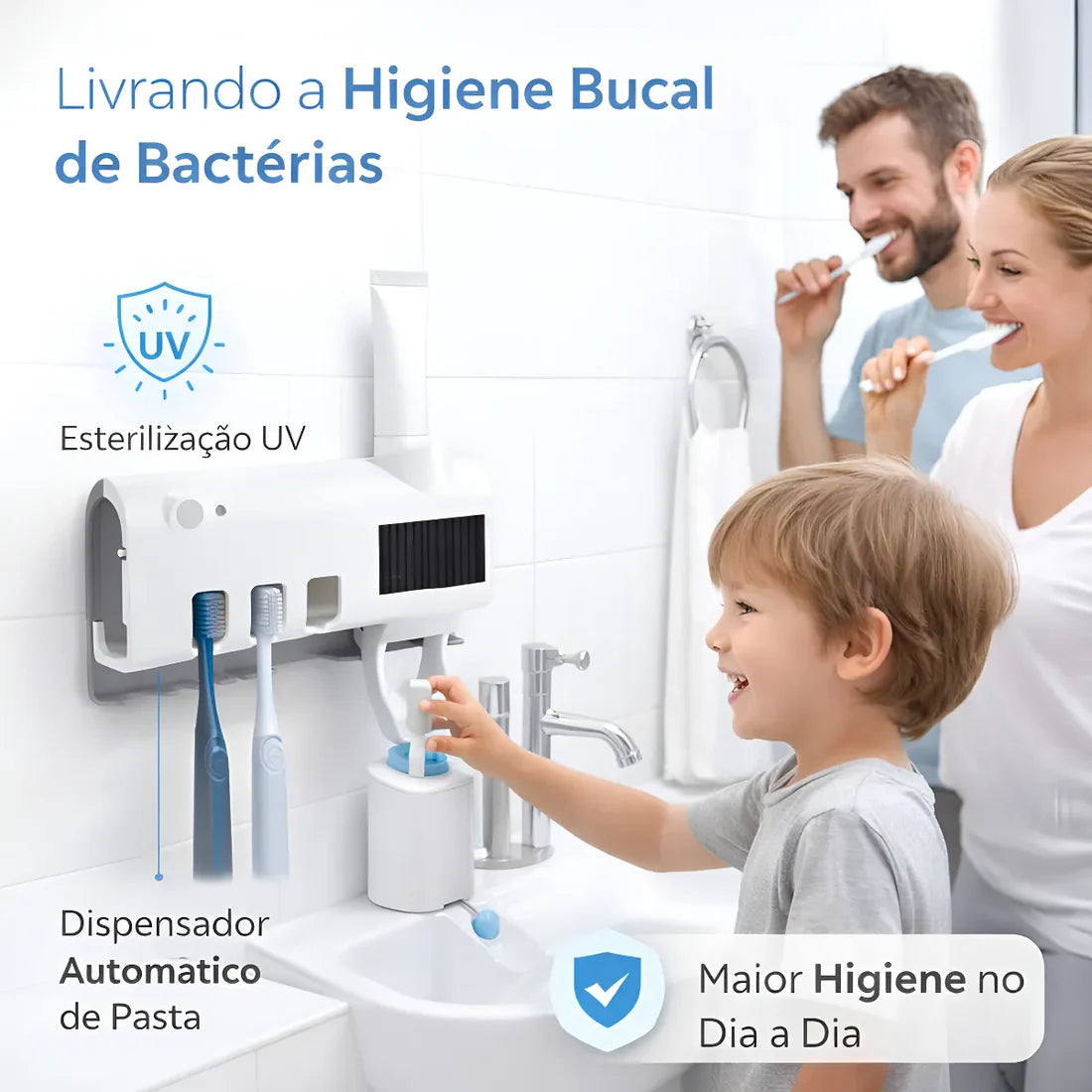 Porta Escova de Dente com Dispenser de Pasta - Doce Habitat