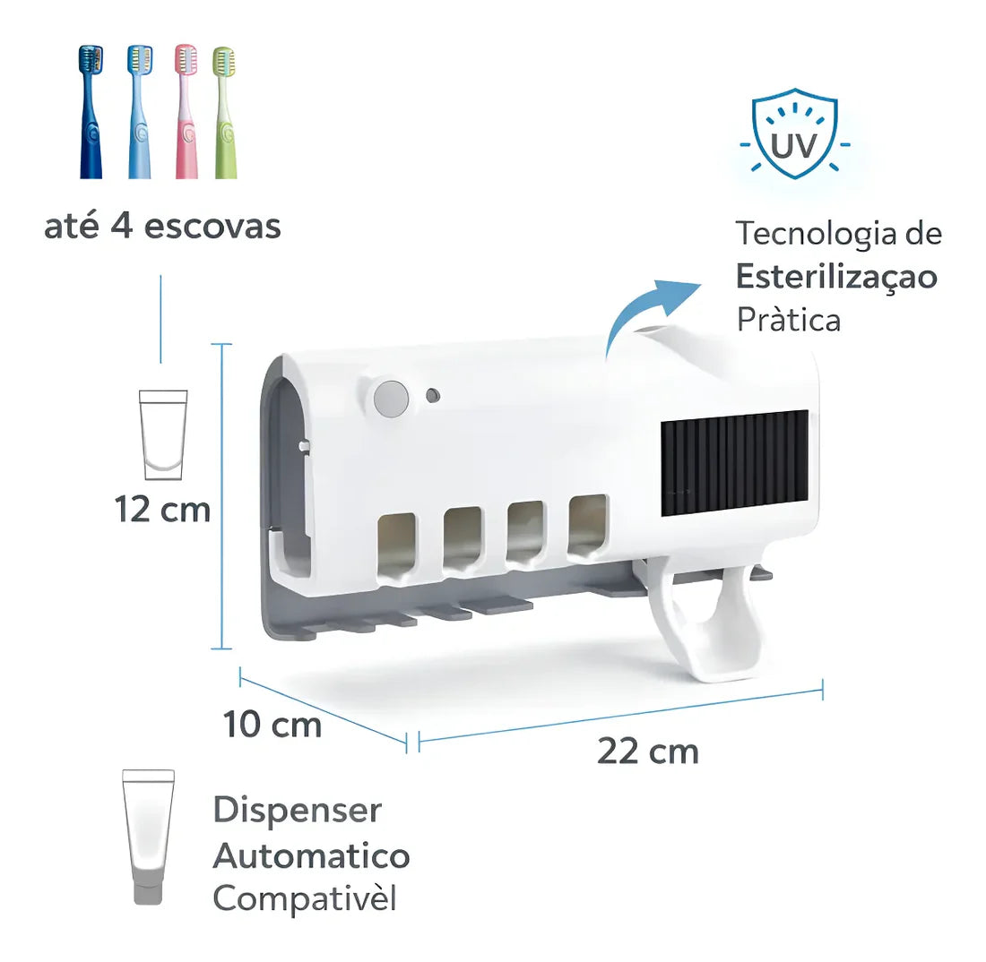 Porta Escova de Dente com Dispenser de Pasta - Doce Habitat