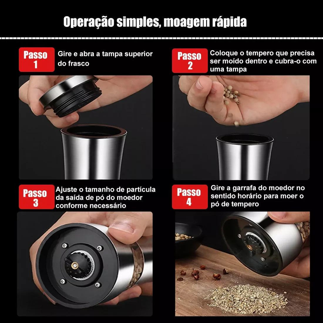 Moedor e Triturador de Pimenta e Sal Doce Habitat