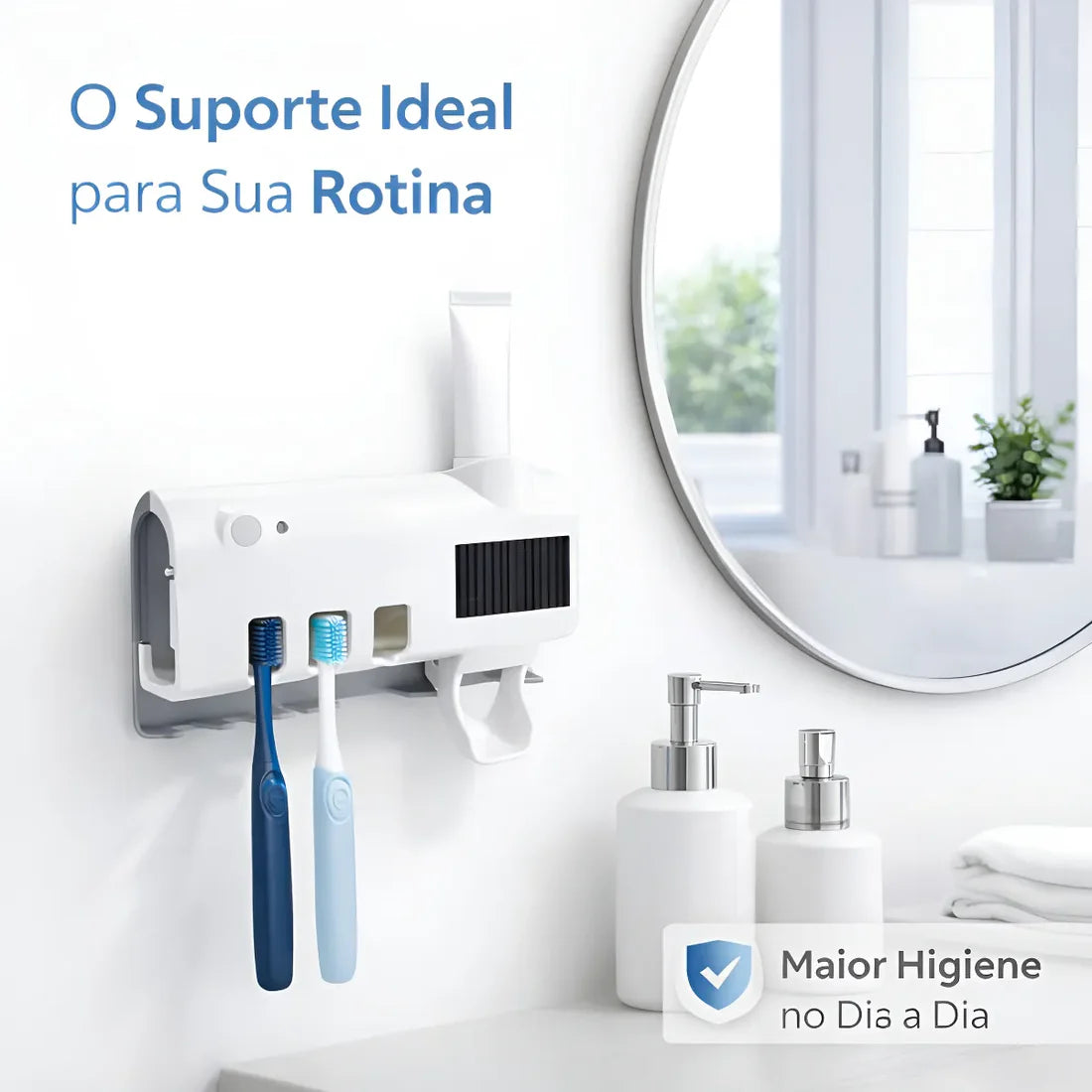 Porta Escova de Dente com Dispenser de Pasta - Doce Habitat