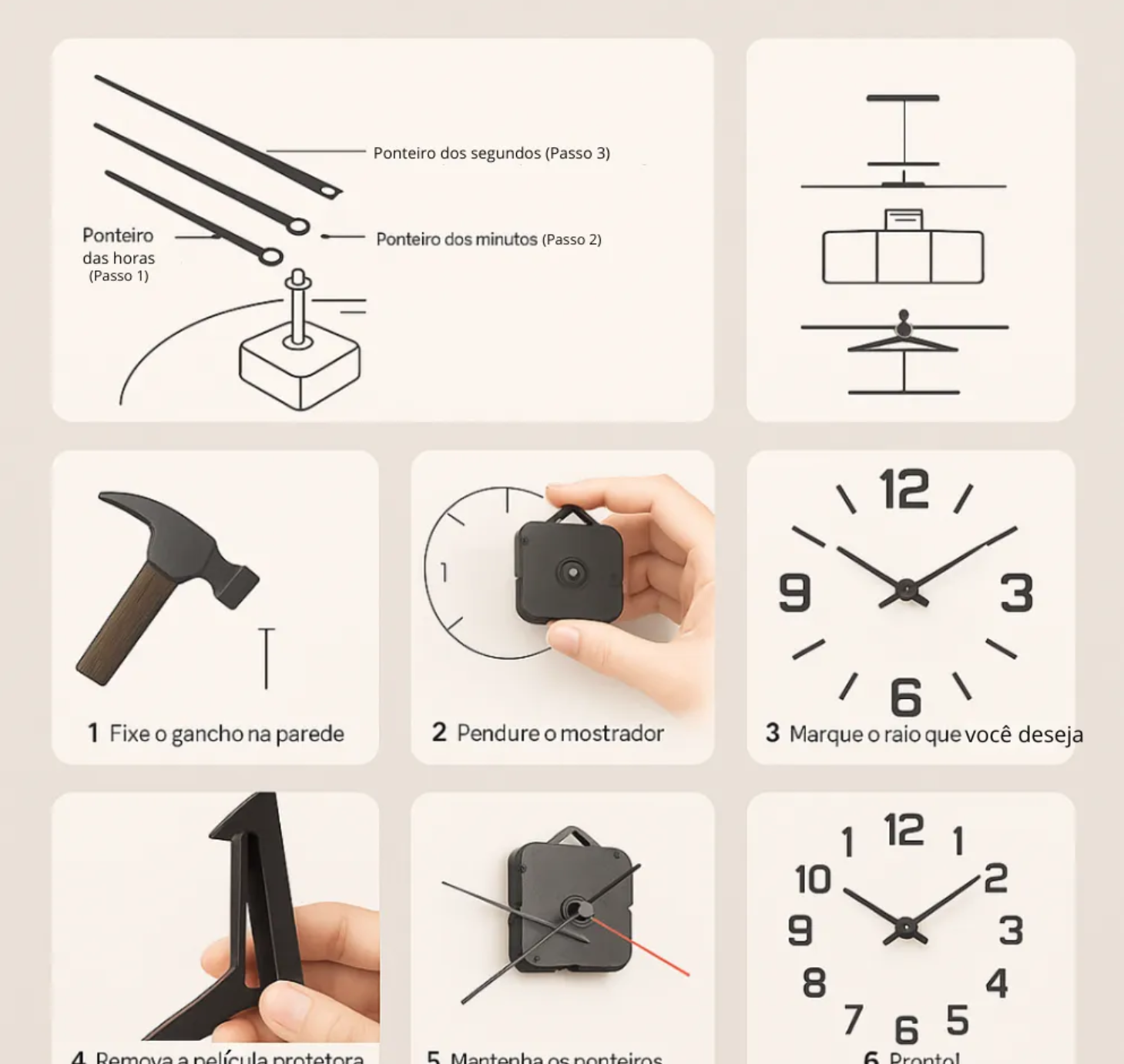 Relógio de Parede Decorativo Grande para Cozinha e Sala – Doce Habitat